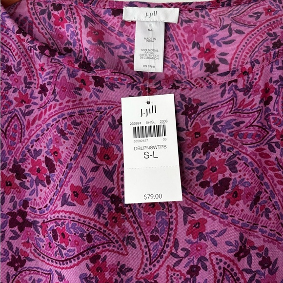 NWT J. Jill Paisley Poncho Top - Picture 2 of 2